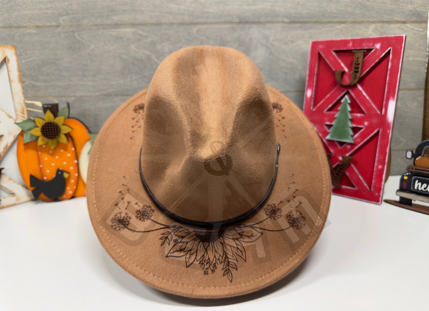 Laser-Burned Sunflower and Dandelion Hat!