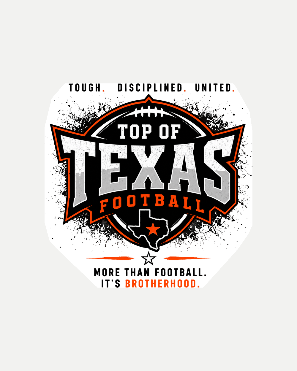 Top of Texas decal Design 5 Brotherhood - full cleaned design with a light contour-cut border.
