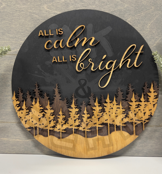 "All Is Calm, All Is Bright" Wooden Wall Decor