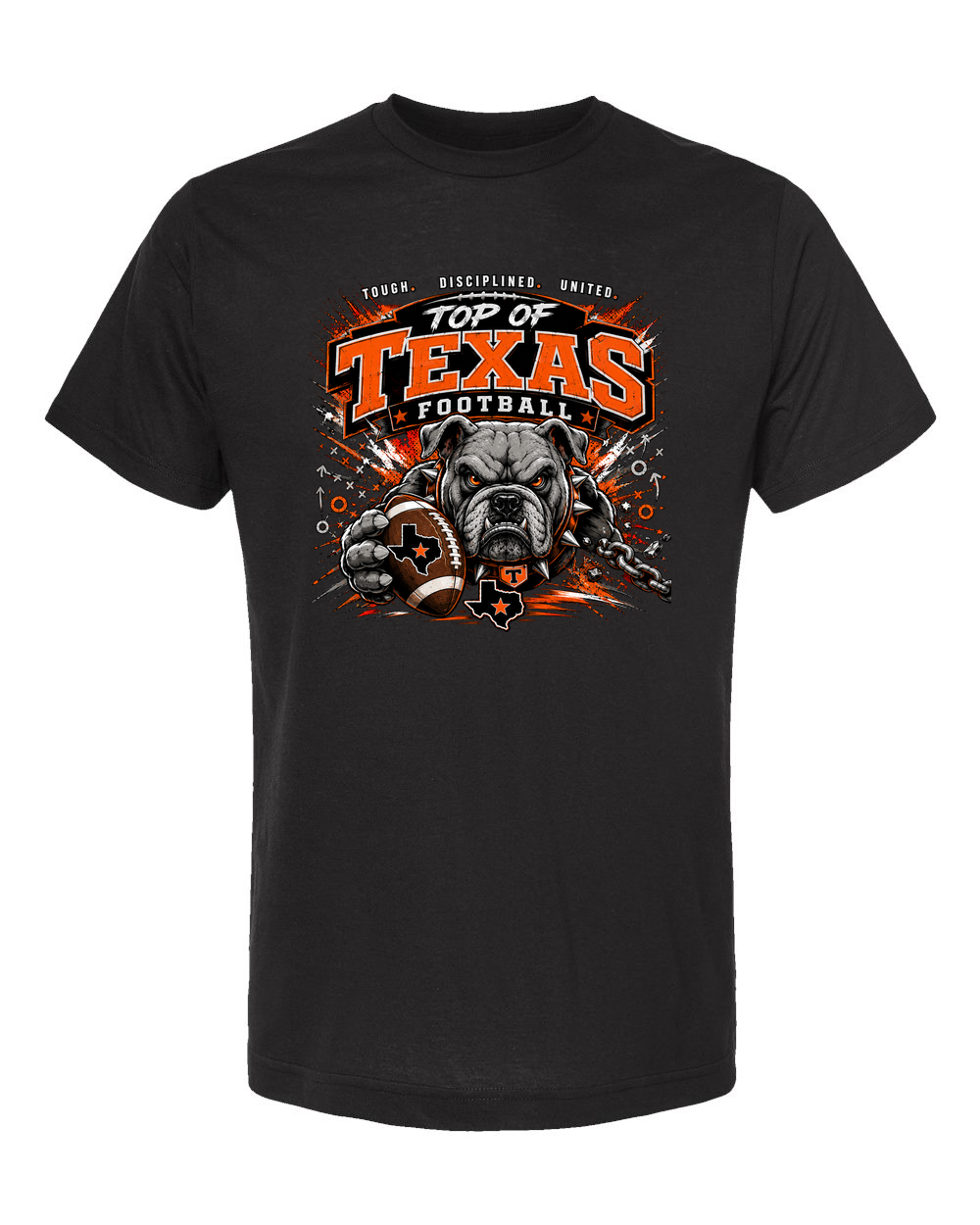 Tultex 241 Black - Design 3 Football Bulldog Chains. Cleaned artwork on actual supplier photo.