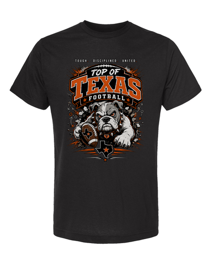 Tultex 241 Black - Design 4 Football Bulldog Action. Cleaned artwork on actual supplier photo.