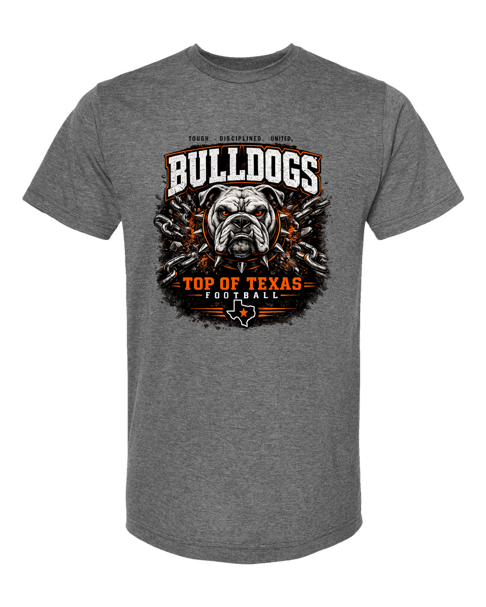 Tultex 241 Heather Charcoal - Design 2 Bulldogs Top of Texas.