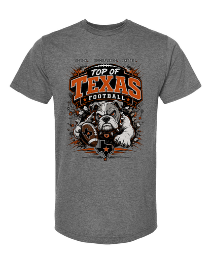 Tultex 241 Heather Charcoal - Design 4 Football Bulldog Action.
