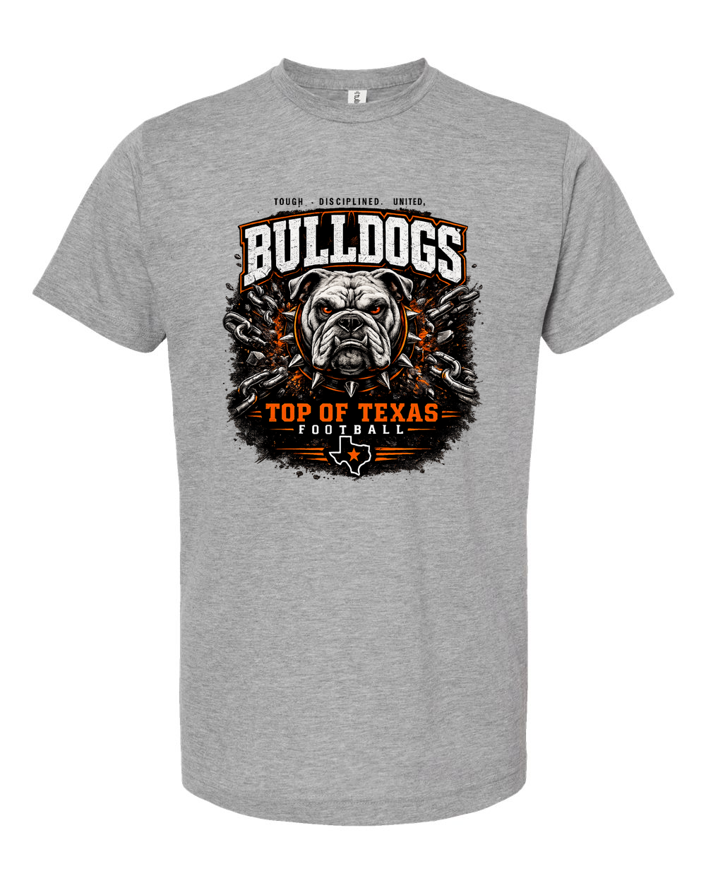 Tultex 241 Heather Grey - Design 2 Bulldogs Top of Texas.