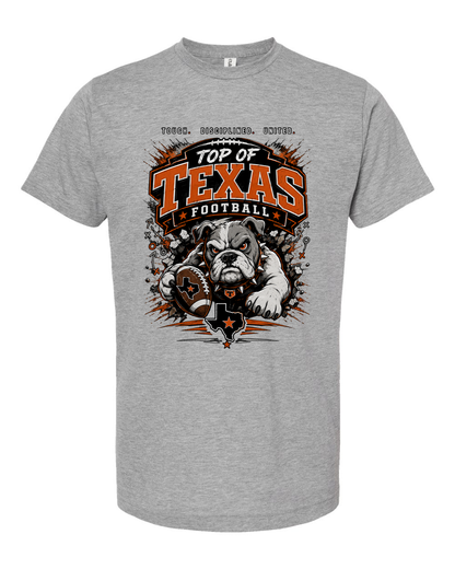 Tultex 241 Heather Grey - Design 4 Football Bulldog Action.