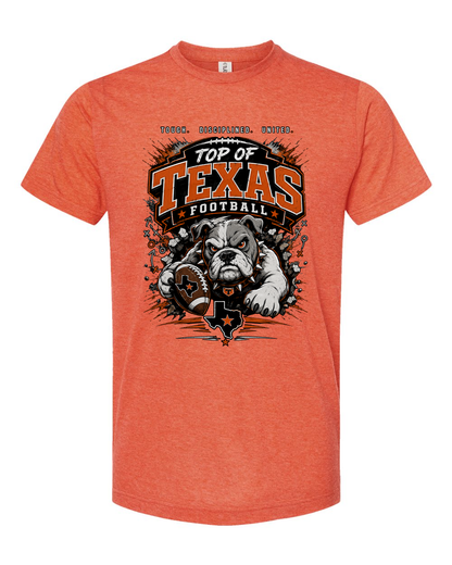 Tultex 241 Heather Orange - Design 4 Football Bulldog Action.
