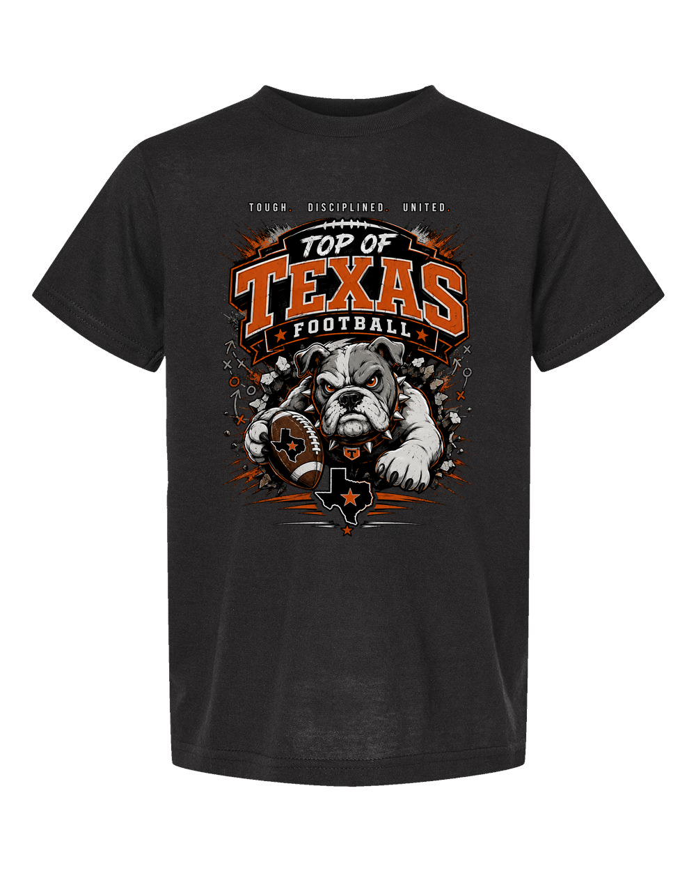Tultex 265 Black - Design 4 Football Bulldog Action.