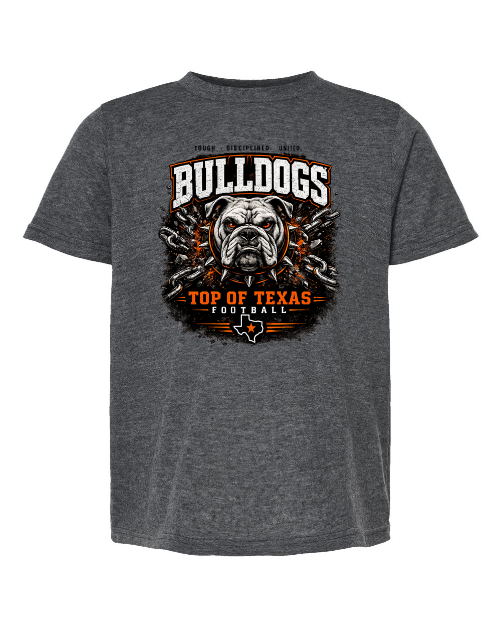 Tultex 265 Heather Charcoal - Design 2 Bulldogs Top of Texas.