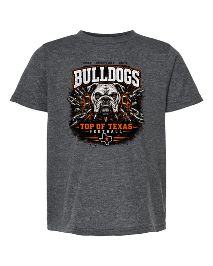 Tultex 265 Heather Charcoal - Design 2 Bulldogs Top of Texas.