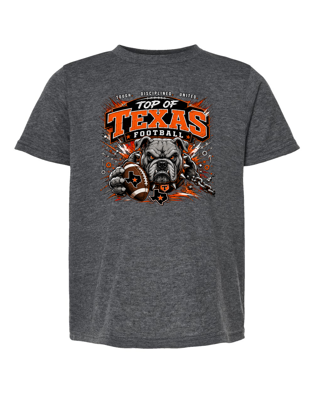 Tultex 265 Heather Charcoal - Design 3 Football Bulldog Chains.