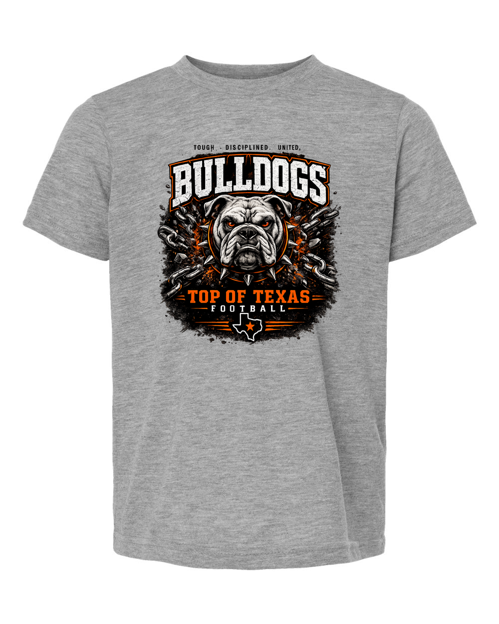 Tultex 265 Heather Grey - Design 2 Bulldogs Top of Texas.