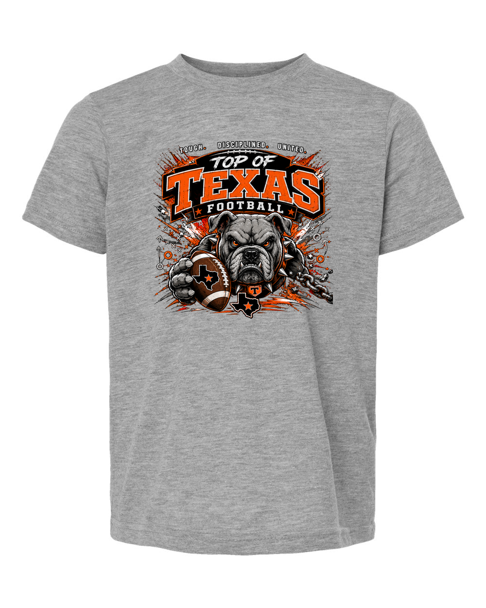 Tultex 265 Heather Grey - Design 3 Football Bulldog Chains.