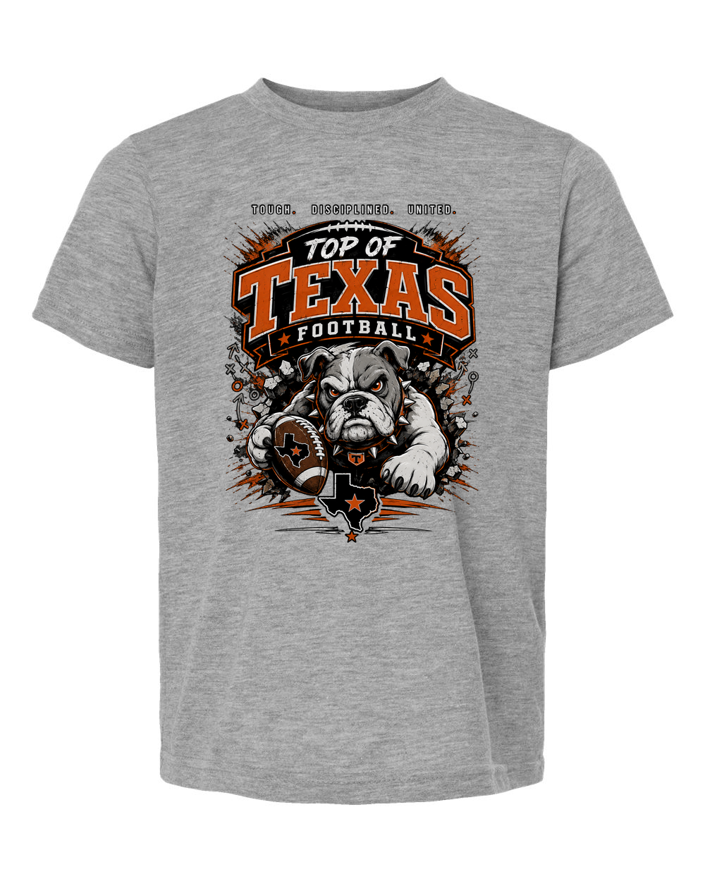 Tultex 265 Heather Grey - Design 4 Football Bulldog Action.