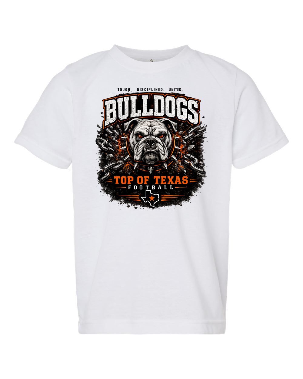 Tultex 265 White - Design 2 Bulldogs Top of Texas.