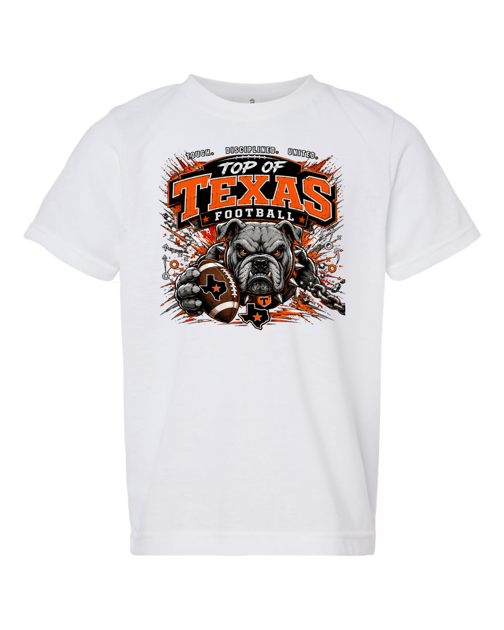 Tultex 265 White - Design 3 Football Bulldog Chains.