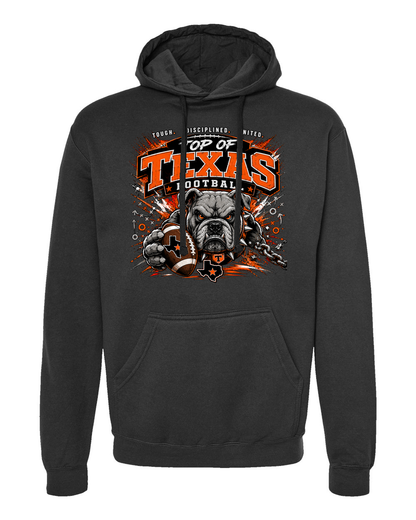 Tultex 320 Black - Design 3 Football Bulldog Chains, above the pocket.