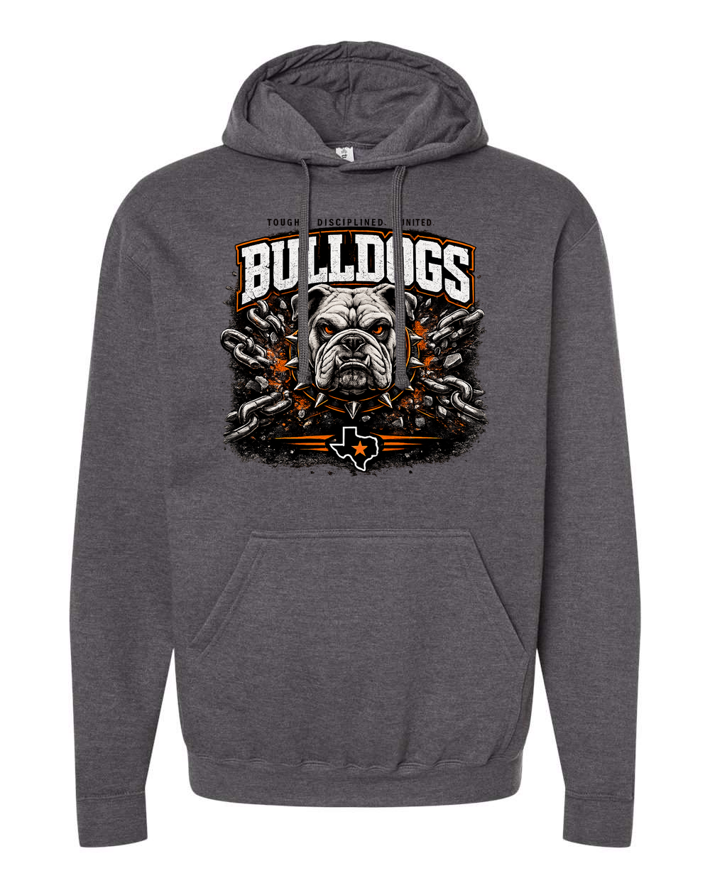 Tultex 320 Heather Charcoal - Design 1 Bulldogs Chains.