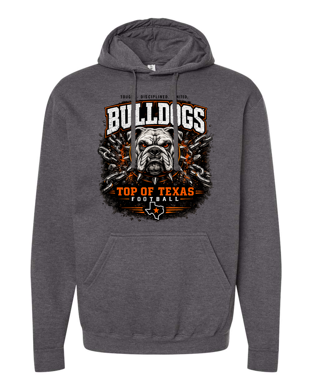 Tultex 320 Heather Charcoal - Design 2 Bulldogs Top of Texas.