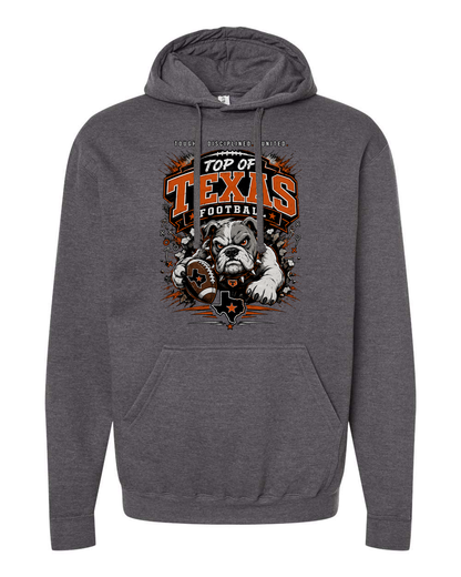 Tultex 320 Heather Charcoal - Design 4 Football Bulldog Action.