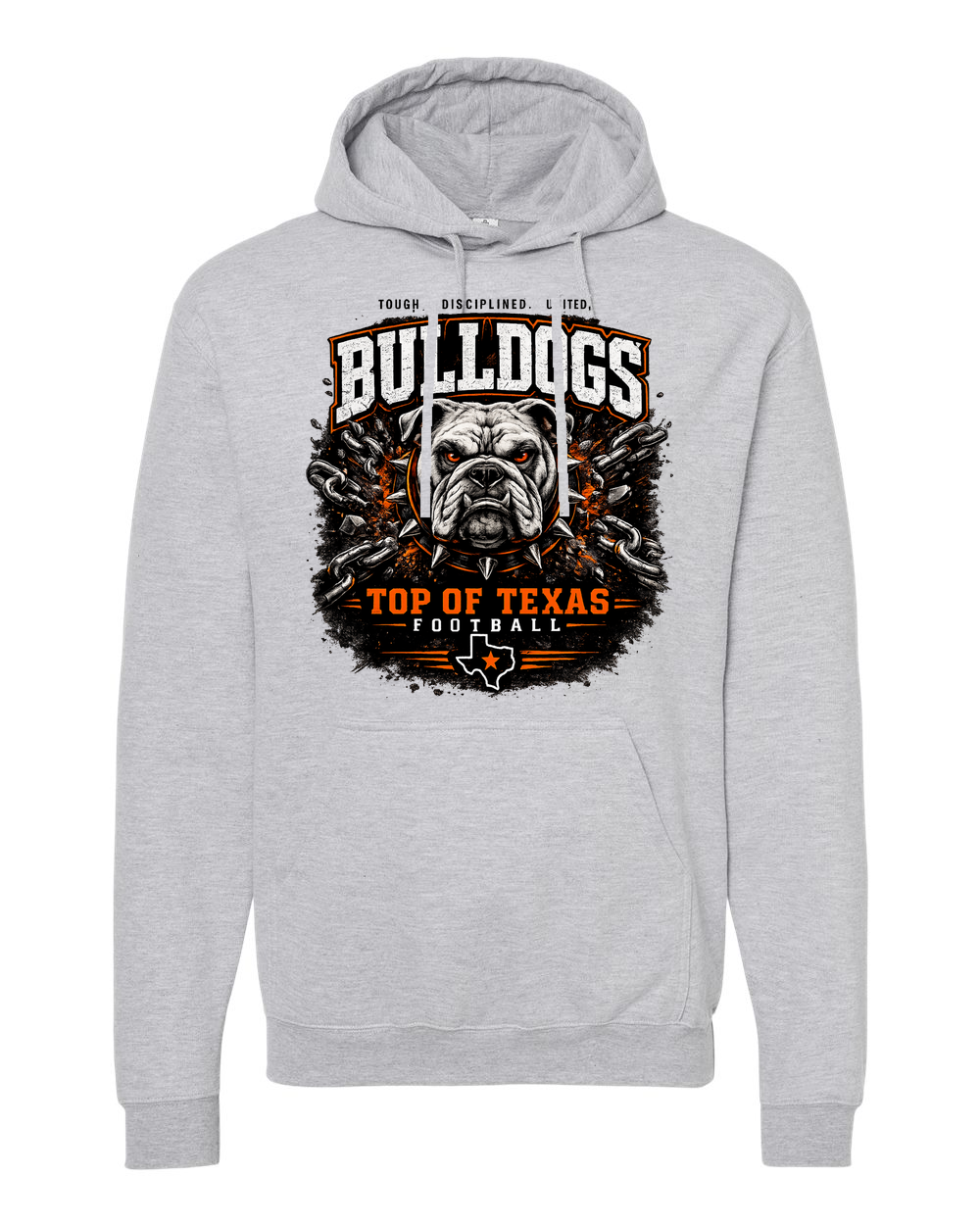 Tultex 320 Heather Grey - Design 2 Bulldogs Top of Texas.