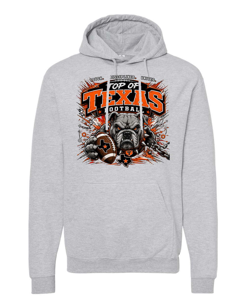 Tultex 320 Heather Grey - Design 3 Football Bulldog Chains.