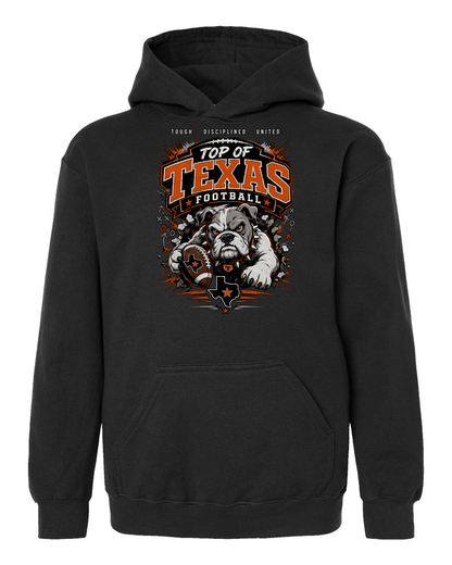 Tultex 320Y Black - Design 4 Football Bulldog Action.