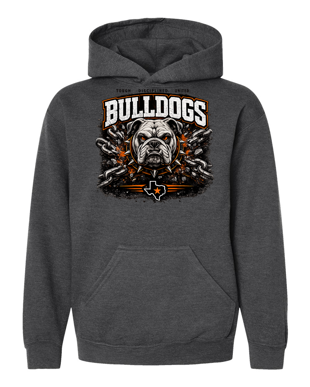 Tultex 320Y Heather Charcoal - Design 1 Bulldogs Chains.