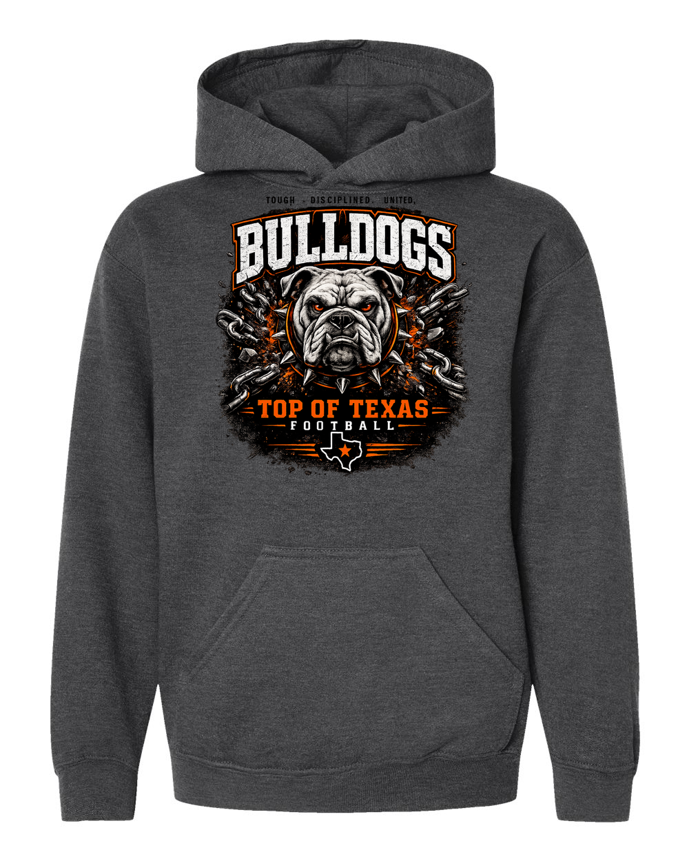 Tultex 320Y Heather Charcoal - Design 2 Bulldogs Top of Texas.