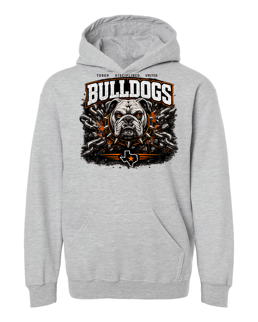 Tultex 320Y Heather Grey - Design 1 Bulldogs Chains.