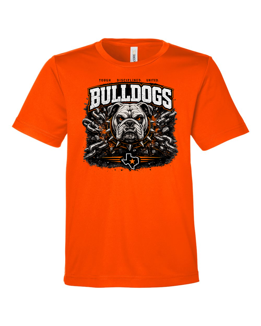 CORE365 CE10Y Safety Orange - Design 1 Bulldogs Chains.