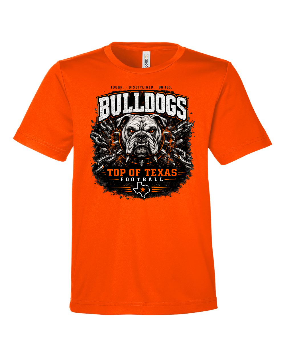 CORE365 CE10Y Safety Orange - Design 2 Bulldogs Top of Texas.