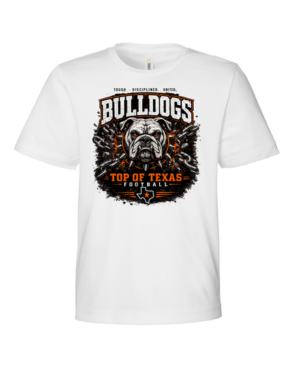 CORE365 CE10Y White - Design 2 Bulldogs Top of Texas.
