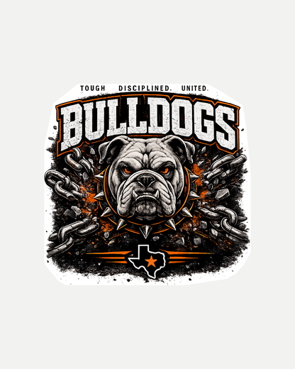 Top of Texas decal Design 1 Bulldogs Chains - full cleaned design with a light contour-cut border.