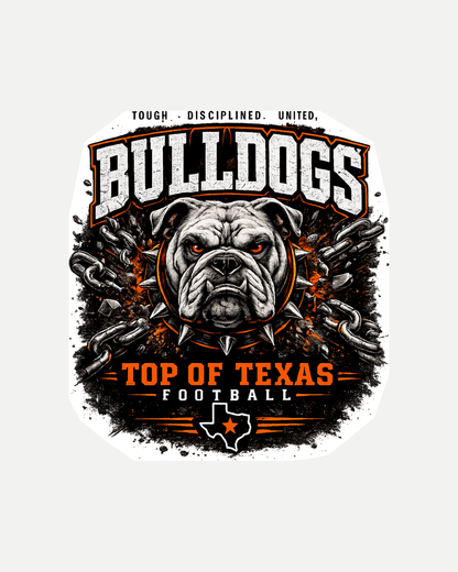 Top of Texas decal Design 2 Bulldogs Top of Texas - full cleaned design with a light contour-cut border.