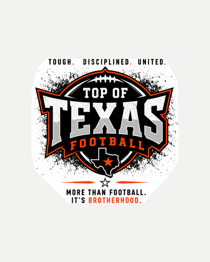 Top of Texas decal Design 5 Brotherhood - full cleaned design with a light contour-cut border.